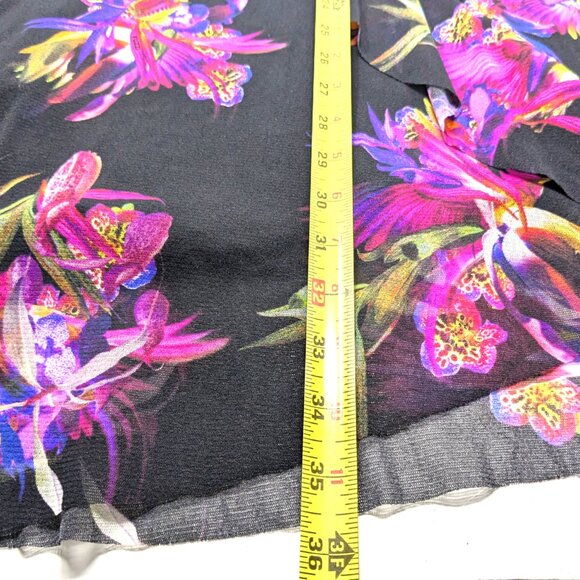 FUZZI Italy Black Floral Mesh Skirt NWT Small Pink Bird Paradise Ruffle Maxi - Picture 14 of 16